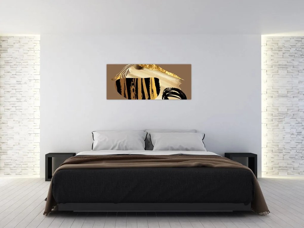 Obraz - Abstrakcia golden brown N⁰2 (120x50 cm)