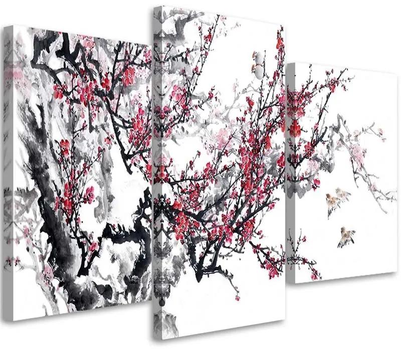 Gario Obraz na plátne Japonské čerešňové kvety - 3 dielny Rozmery: 60 x 40 cm