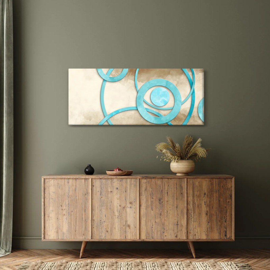 Obraz - Modré kruhy na Aquarel (120x50 cm)