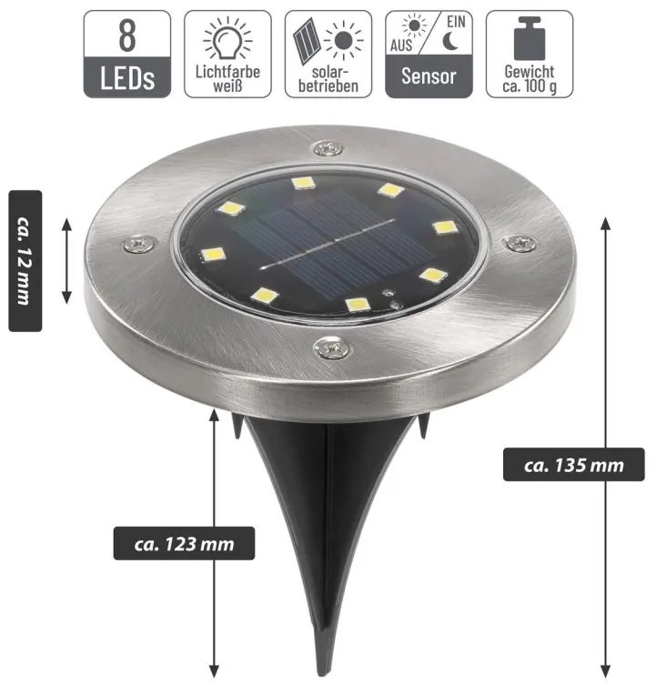 Garthen 270 Solárne záhradné vstavané svietidlo s 3 LED diódami