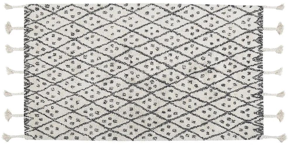 Bavlnený koberec 80 x 150 cm biela/čierna AGADIR Beliani