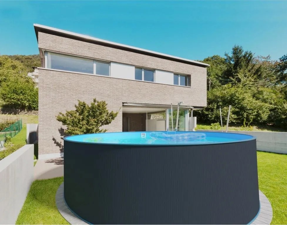 Bazén Planet Pool oceľový 4,5 x 1,2 m Antrazit/Blue + skimmer