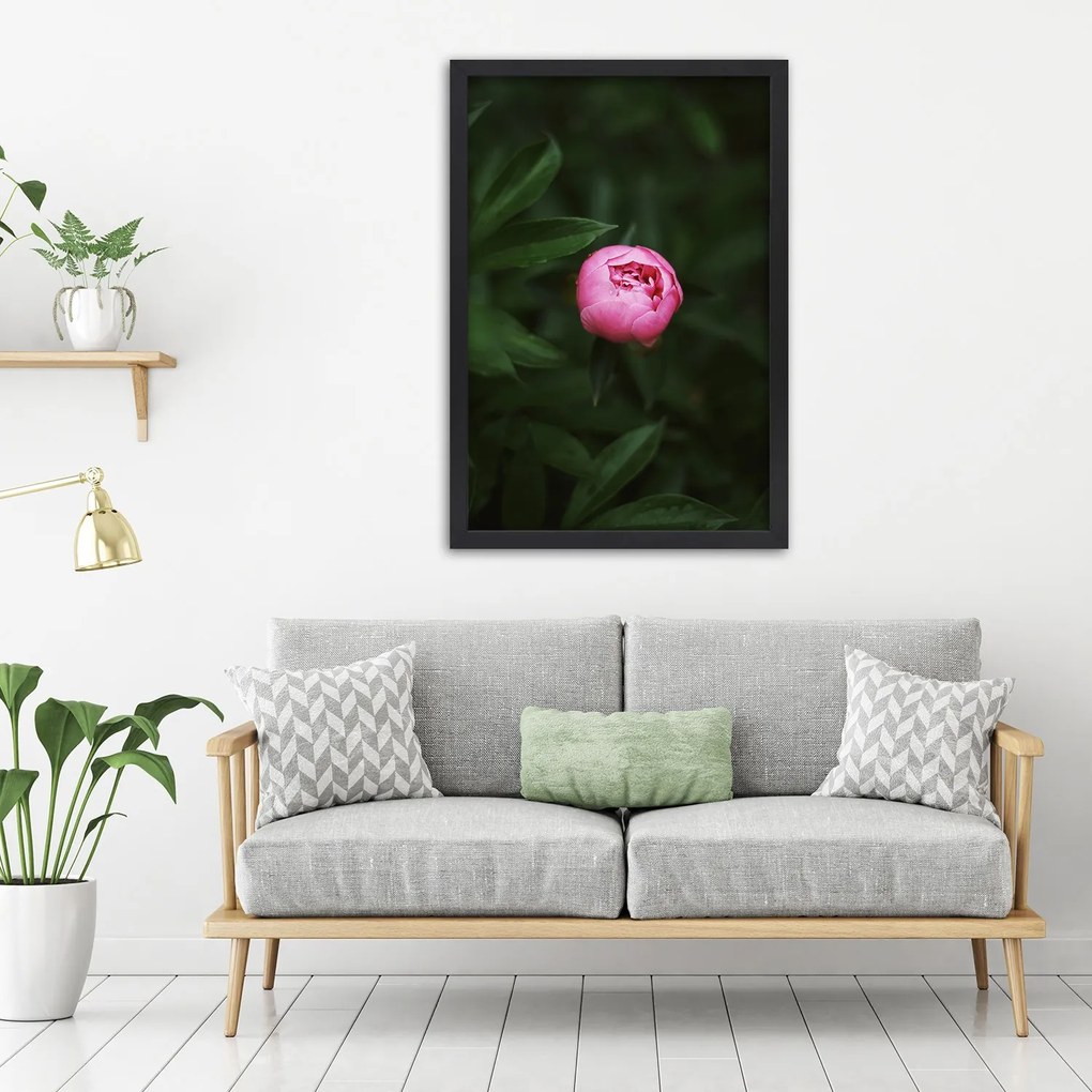 Gario Plagát Osamelá ružová pivonka Farba rámu: Bez rámu, Rozmery: 30 x 45 cm