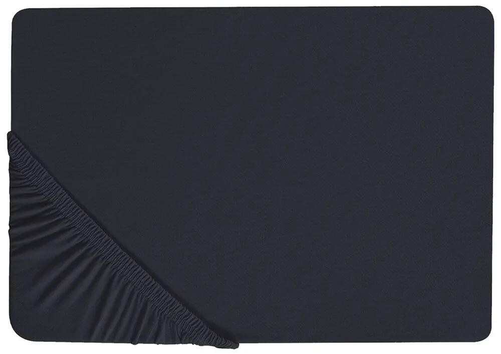 Bavlnená posteľná plachta 180 x 200 cm čierna JANBU Beliani