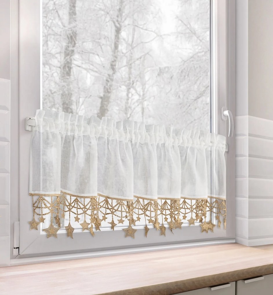 KRÁTKA VIANOČNÁ ZÁCLONA NA PÁSKE XMAS 30X150 CM HVIEZDY