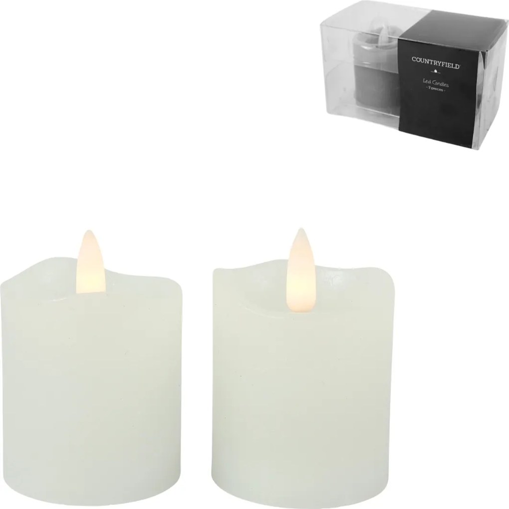 LED stĺpová sviečka LYON 8 cm biela, sada 2 ks