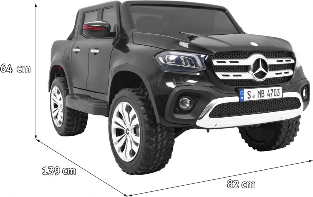 Ramiz Mercedes Benz X-Class pre deti Čierna Pickup + Pilot + pohon 4x4