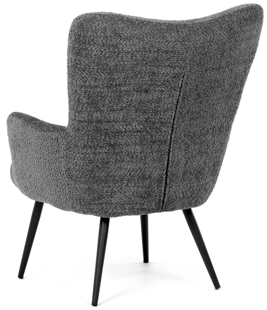 Autronic - Křeslo "ušák", potah šedá látka, nohy černý kov. - AK-W1206 GREY2