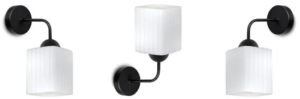 Nástenné svietidlo Riffle Square, 1x biele sklenené tienidlo, b