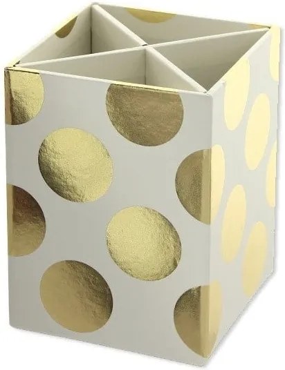 Stojan na písacie potreby Go Stationery Gold Polka Cream