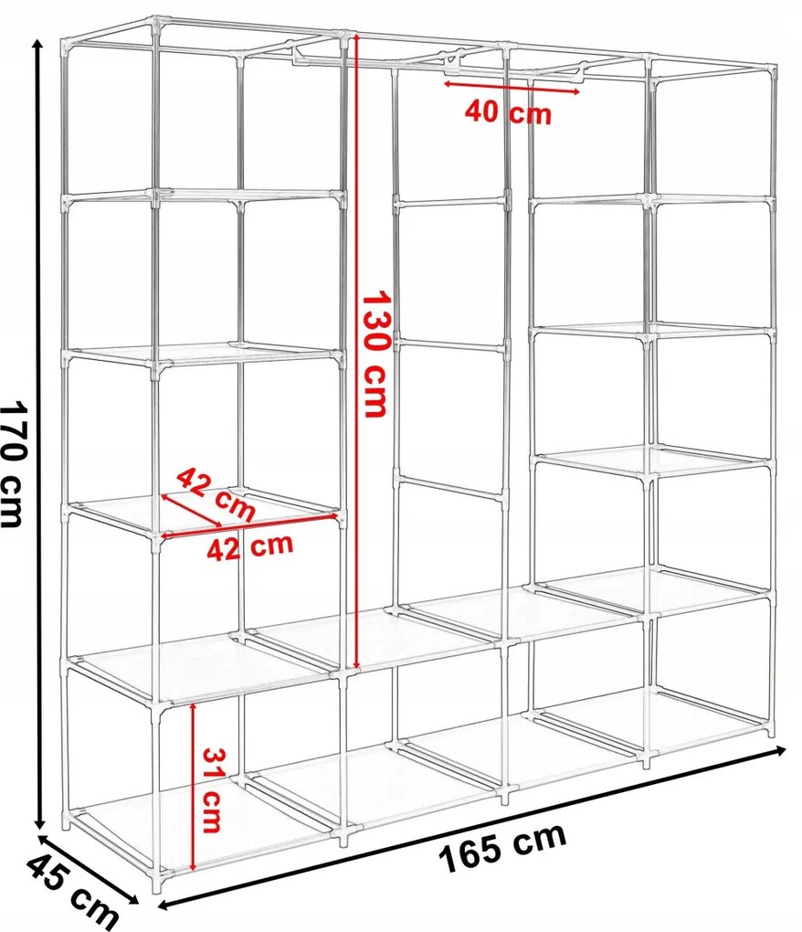 Textilná šatníková skriňa OLENA 165 cm antracitová