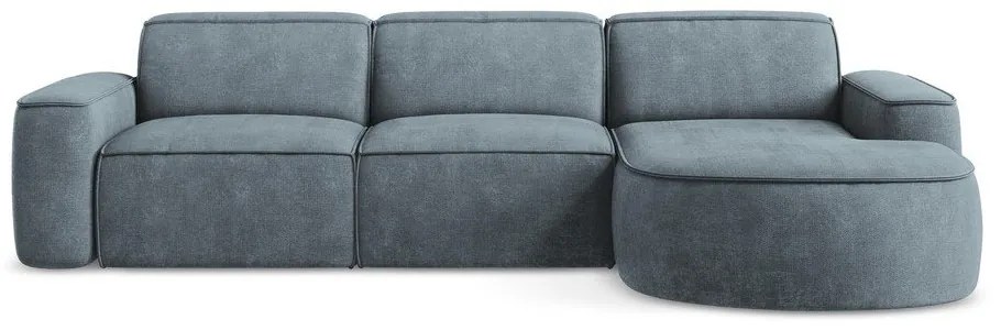 Sivomodrá ženilková rohová pohovka (pravý roh/s leňoškou) Omao – Makamii