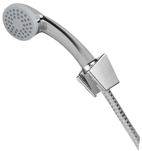 Mereo Mereo, Vaňový set s jednopolohovou ručnou sprchou, bielo-chróm sprchovou hadicou a držiakom, MER-CB469A