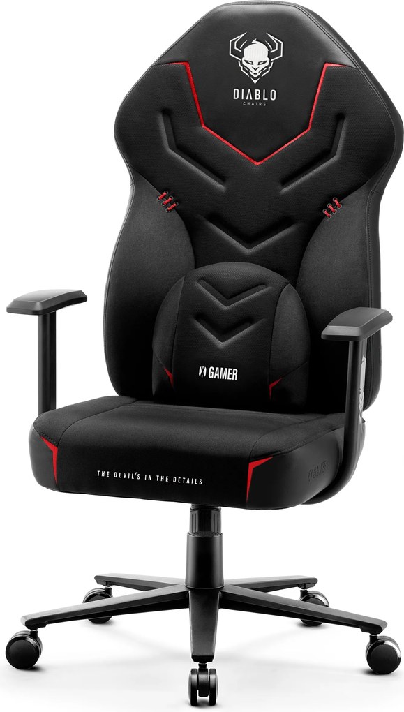Herné kreslo z eko-kože Normal Size, čierny-sivý: Diablo X-Gamer 2.0 Dark Obsidian