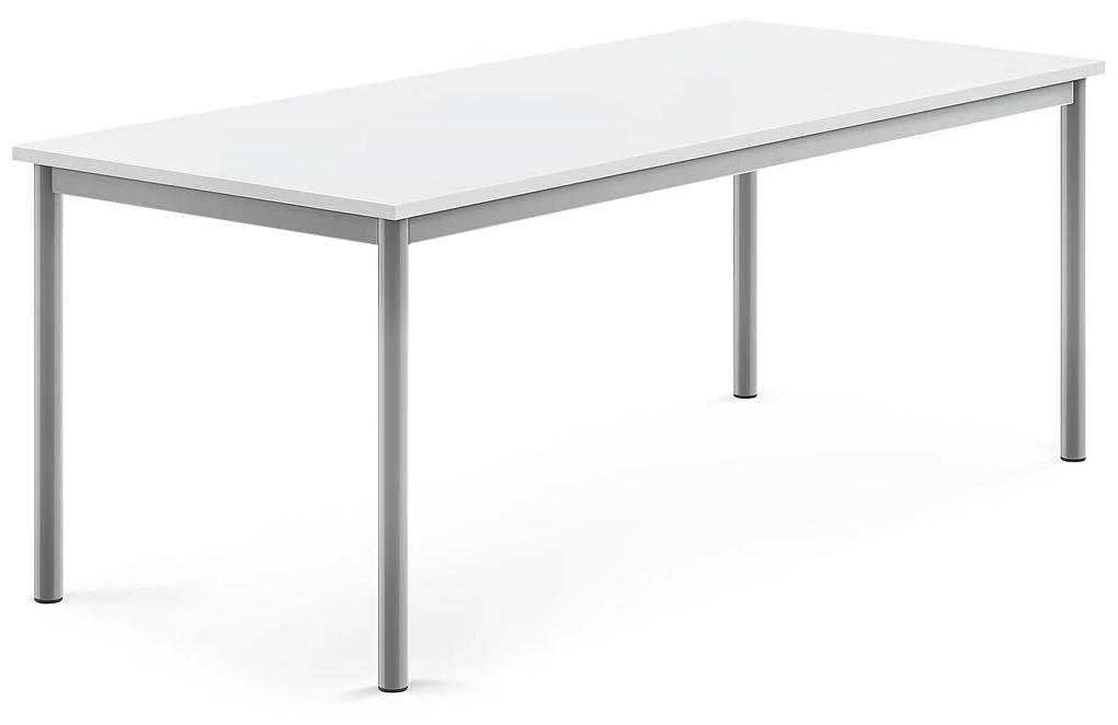 Stôl BORÅS, 1600x700x600 mm, laminát - biela, strieborná