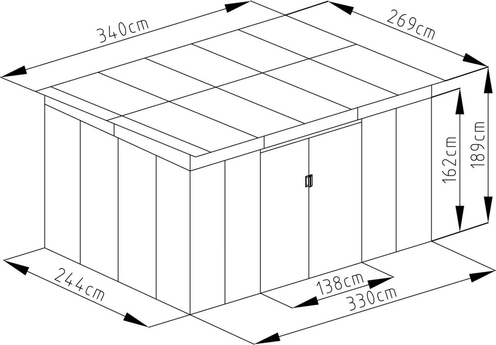 Záhradný domček G21 GRAH 915 - 340 x 269 cm, hnedý