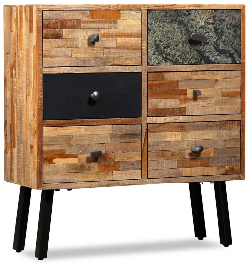 vidaXL Bočná skrinka so 6 zásuvkami, masívne recyklované drevo, 70x30x76 cm