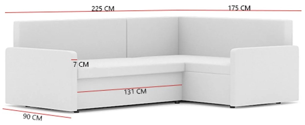 Rozkladacia rohová sedacia súprava MILTON II model 2 Ľavá Čierna/sivá