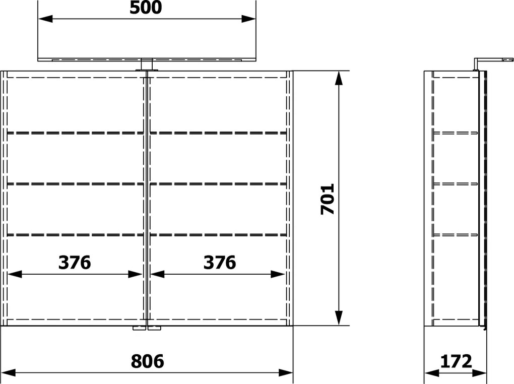 Sapho Sapho, RIWA galérka s LED osvetlením, 81x70x17cm, dub alabama, RIW080-0022