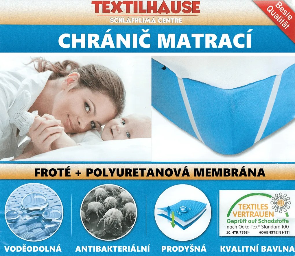 Nepriepustný chránič matraca s froté úpravou 90x60 cm - 4 praktické gumy - kolíska / košík