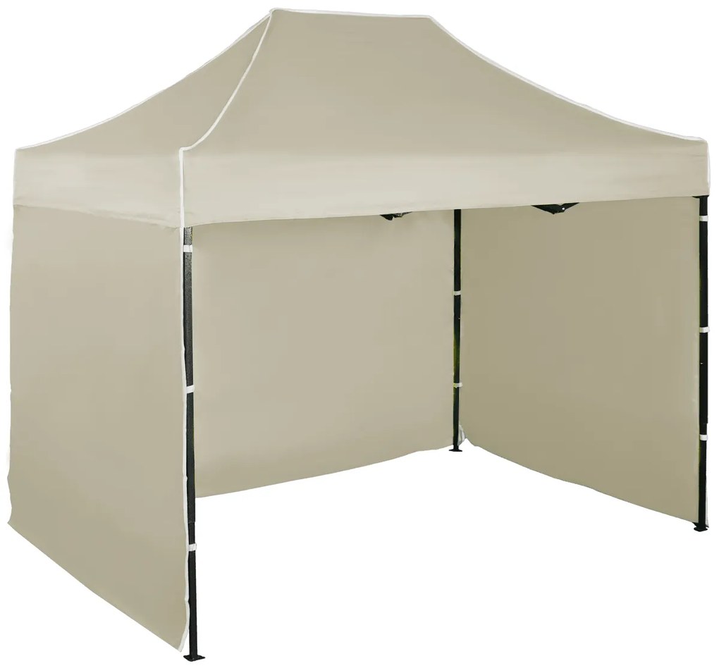 Rýchlorozkladací nožnicový stan 2x3m - oceľový, 3 bočné plachty, Béžová