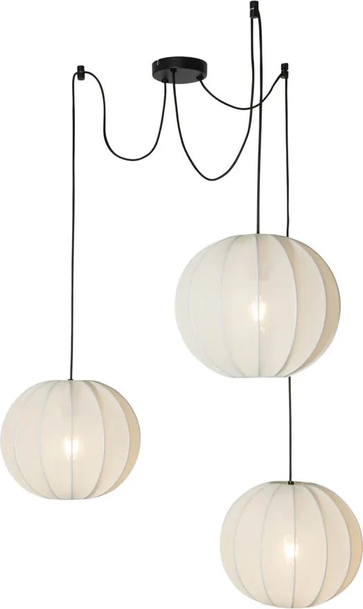 Dizajnové závesné svietidlo biele hodváb 30 cm 3-svetlo - Plu