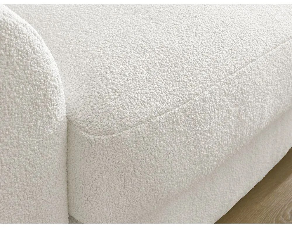 Biela rohová pohovka z textílie buklé (pravý roh/s leňoškou) Leonore – Bobochic Paris