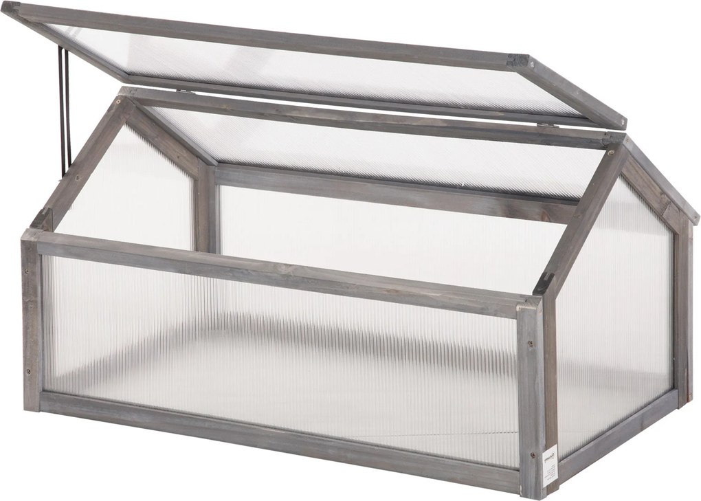 Outsunny Mini Zelená Domček 90 x 52 x 49.5 cm, Domček so Závojom, Priehľadný Studený Rám, Zimný Zeleninový Záhon pre Záhradu a Balkón, Šedý | Aosom