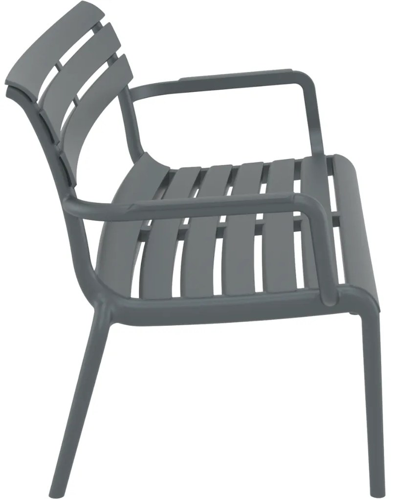PARIS ZÁHRADNÁ LOUNGE LAVICA S PODRÚČKAMI dark grey