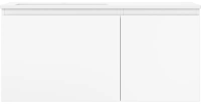 Mexen Orio, kúpeľňová skrinka 100 cm s ľavým umývadlom Otis, 1S, 1D, biela matná, 91A13-10047-3-BBFF01-W18L01