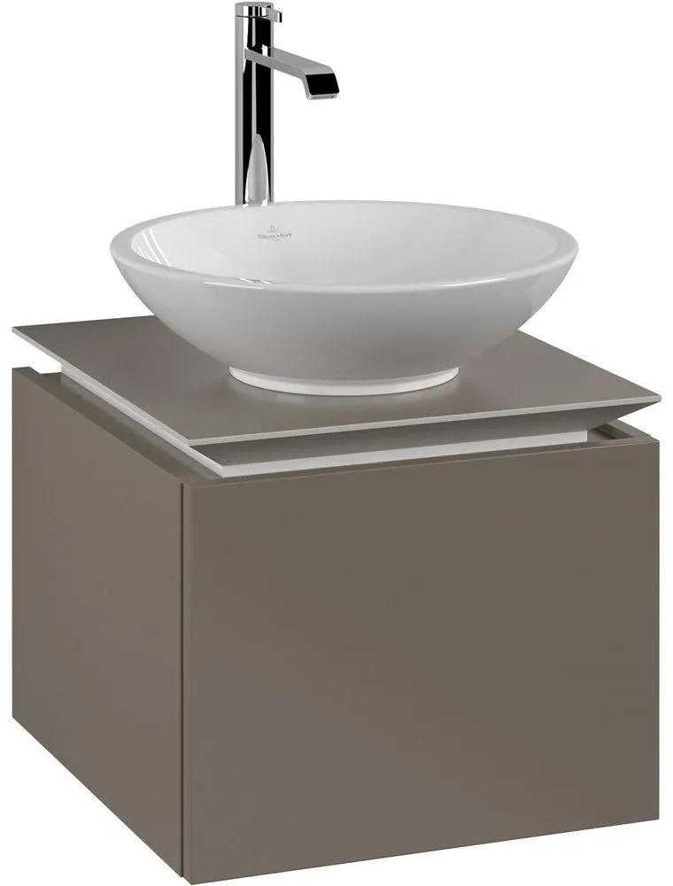VILLEROY &amp; BOCH Legato závesná skrinka pod umývadlo na dosku (umývadlo v strede), 1 zásuvka, 450 x 500 x 380 mm, Truffle Grey, B56500VG
