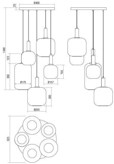 Redo 01-3214 - Luster na lanku BRINA 5xE27/23W/230V