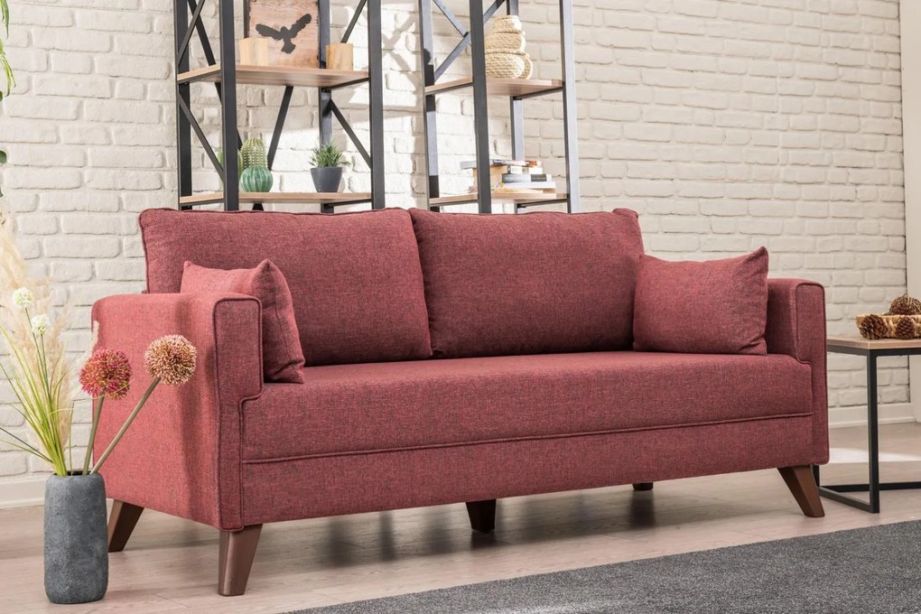 Hanah Home - Dizajnová 2-miestna pohovka BELLA 177 cm, starožitná červená, tkanina