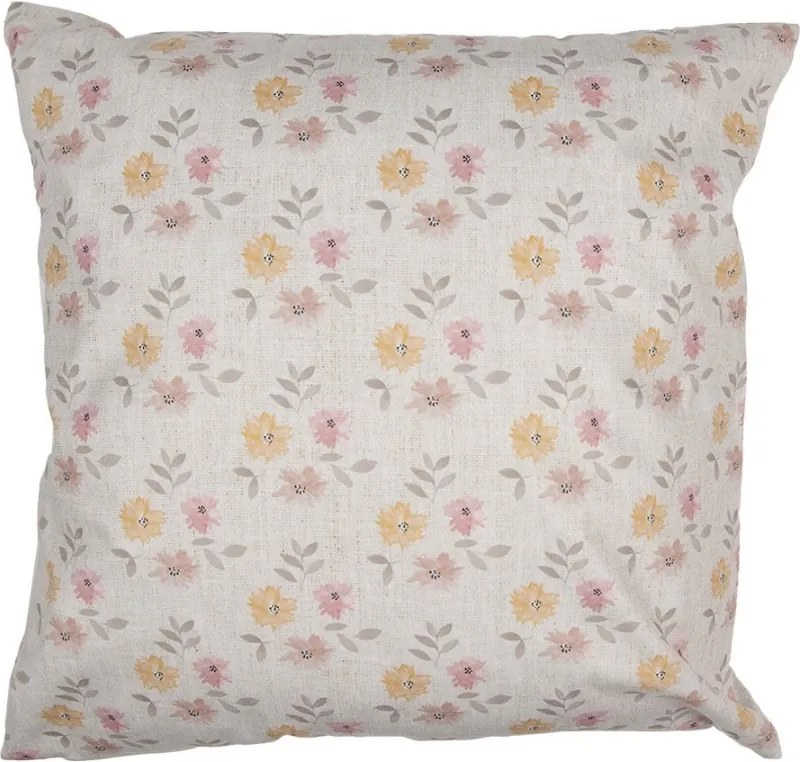 Béžová obliečka na vankúš s hlavou králika a kvetmi - 45*45cm