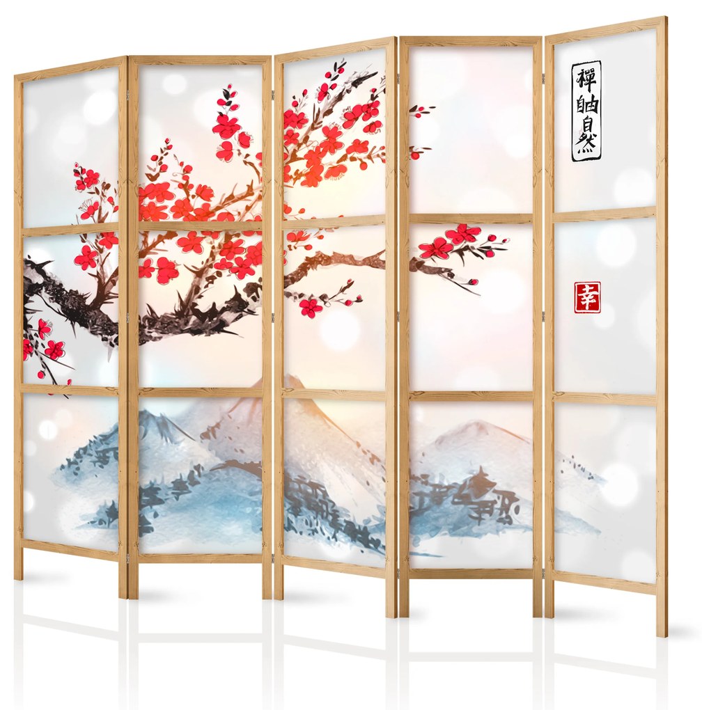 Artgeist Japonský paraván - Japanese Style: Fuji Mountain II [Room Dividers] Veľkosť: 225x161