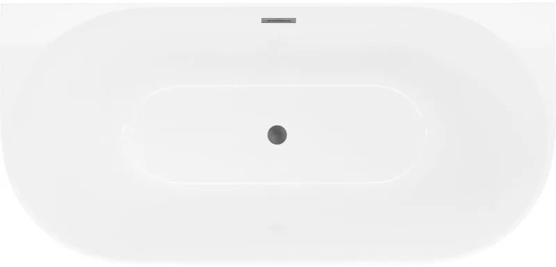 Mexen Oval Slim, voľne stojaca vaňa ku stene 170 x 80 cm, biela lesklá, grafitový prepad, 52661708000-95