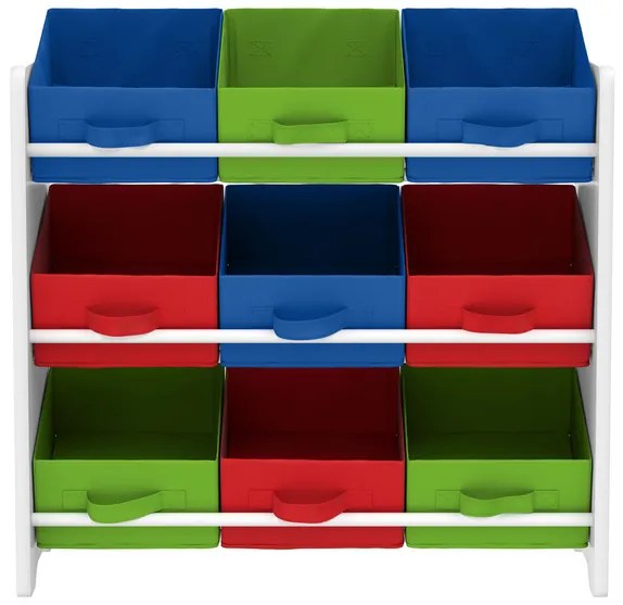 Livarno home Skladovací regál s 9 textilnými boxami (zelený/červený/modrý) (100351417)