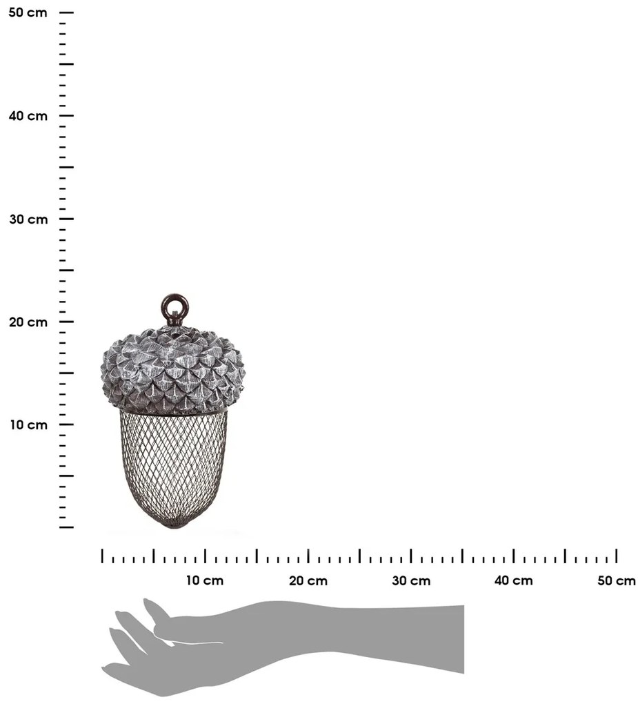 Závesné kŕmidlo pre vtáky Acorn, 30x13,5 cm, kov/polyesterová živica, sivá
