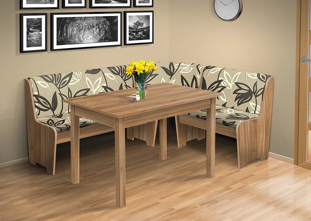 Nabytekmorava Rohová lavica so stolom farba lamina: Antracit, čalúnenie vo farbe: Mega 13 V3 šedá