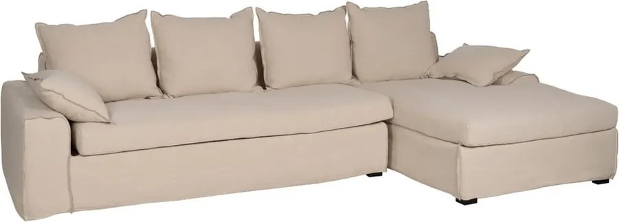 Krémová ľanová rohová pohovka (pravý roh/s leňoškou) – Ixia