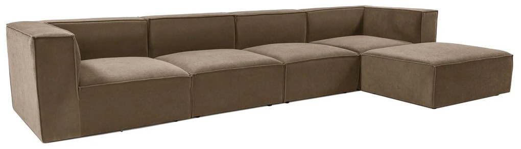 Rohová pohovka Sora s rámom zo 100% hrabového dreva 430 x 102 cm, pravá, hnedá