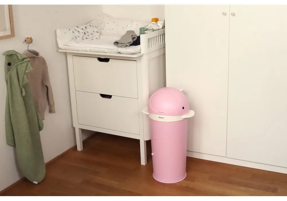 Ružový plastový odpadkový kôš na plienky 25 l Whale – Kindsgut