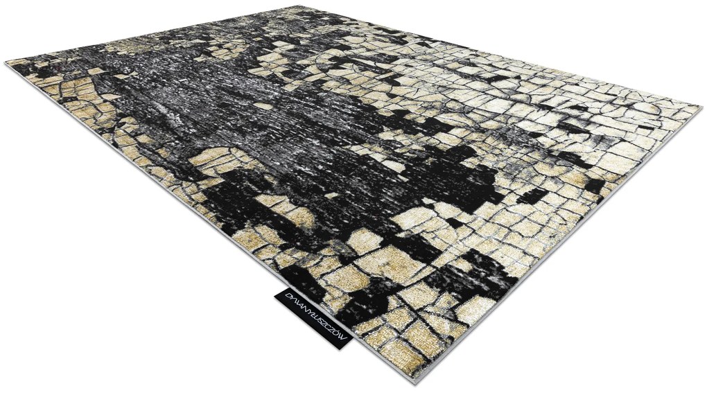 Moderný koberec DE LUXE 2079 Štrukturálny zlatý / sivý