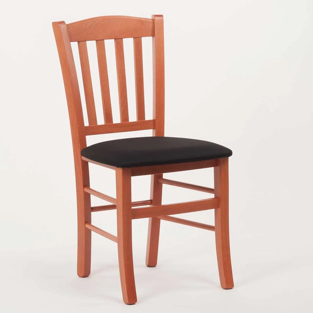 Stima Stolička VENETA s čalúneným sedákom Vyberte odtieň ->: Čerešňa, Vyberte látku ->: LUX Čierna 23