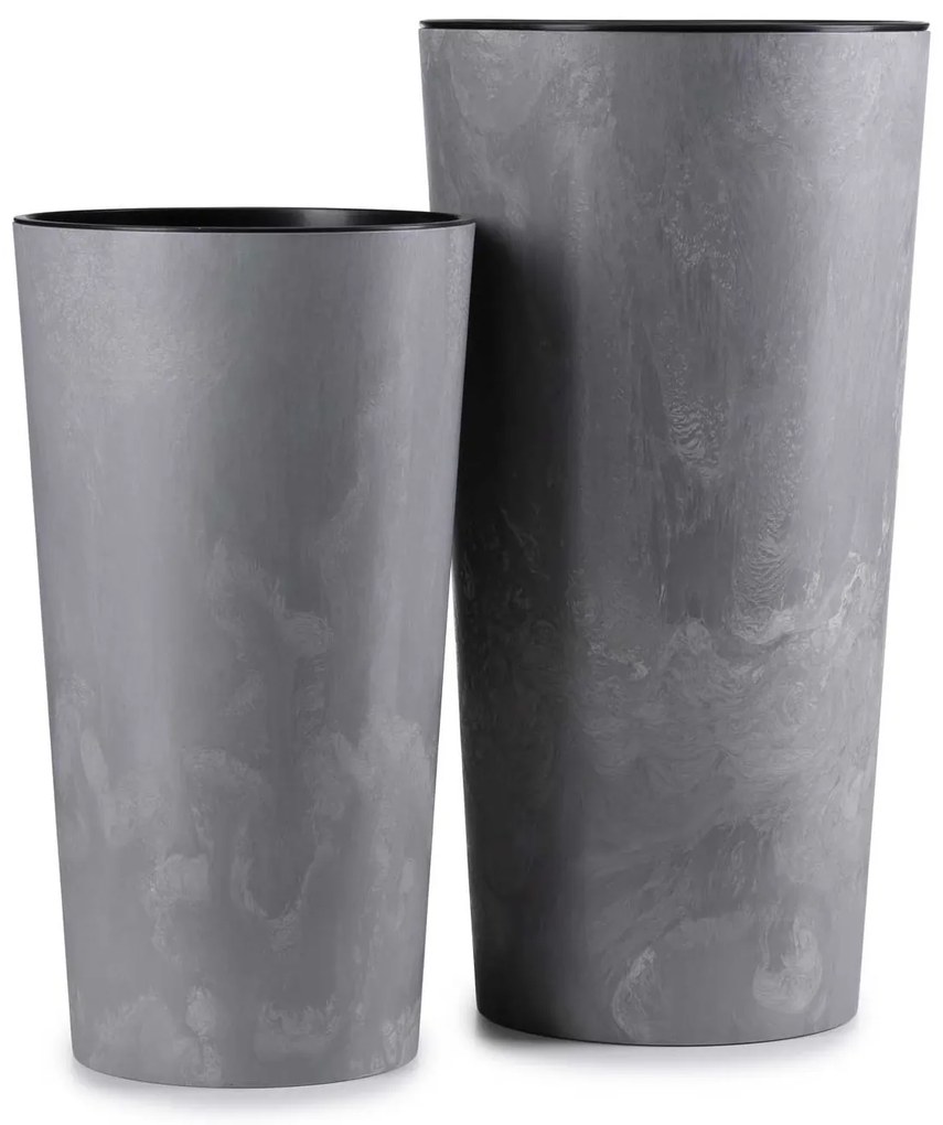 PLASTOVÝ KVETINÁČ URBANIKA SADA 2KS 57X30 CM+46,6X25,5 CM IMITÁCIA BETÓNU SIVÁ
