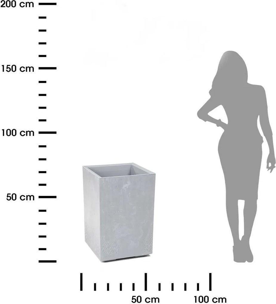 PLASTOVÝ KVETINÁČ NA KOLIESKACH BETONIQUE 60X40X40 CM IMITÁCIA BETÓNU SIVÁ