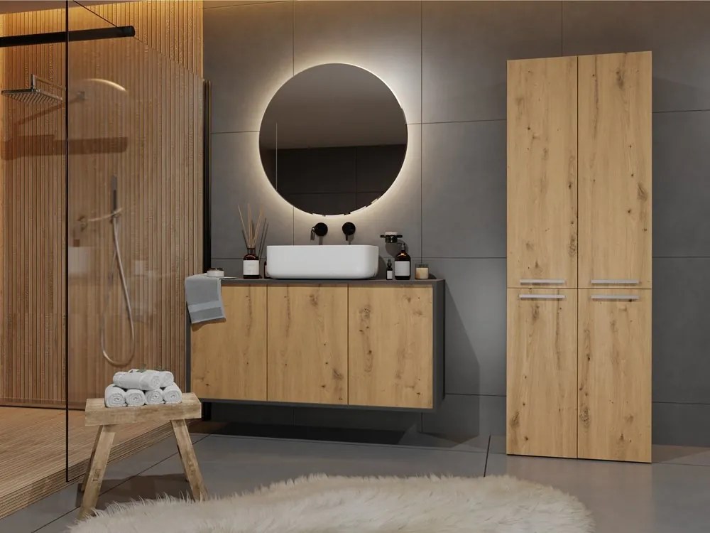 Kúpeľňová skrinka s 2 košmi na bielizeň NEL ART I dub artisan/antracit
