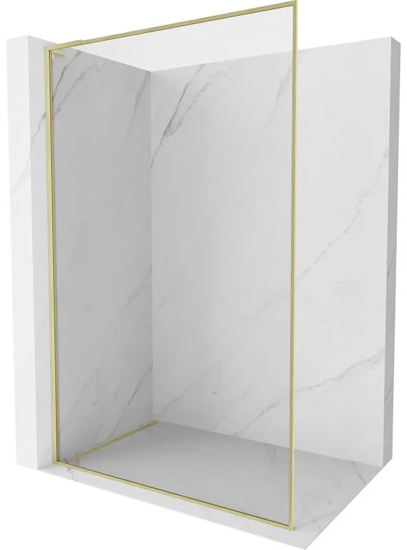 Mexen, Mexen Kioto-XF L sprchová stena s rámom 80 x 202 cm, priehľadná 10 mm, brúsené zlato - 800-080-174-55-00-XF