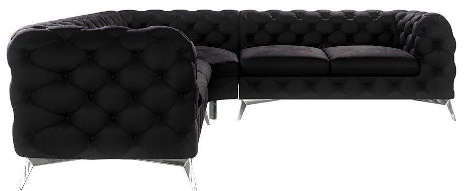 Čierna zamatová rohová pohovka Chelsea – Ropez
