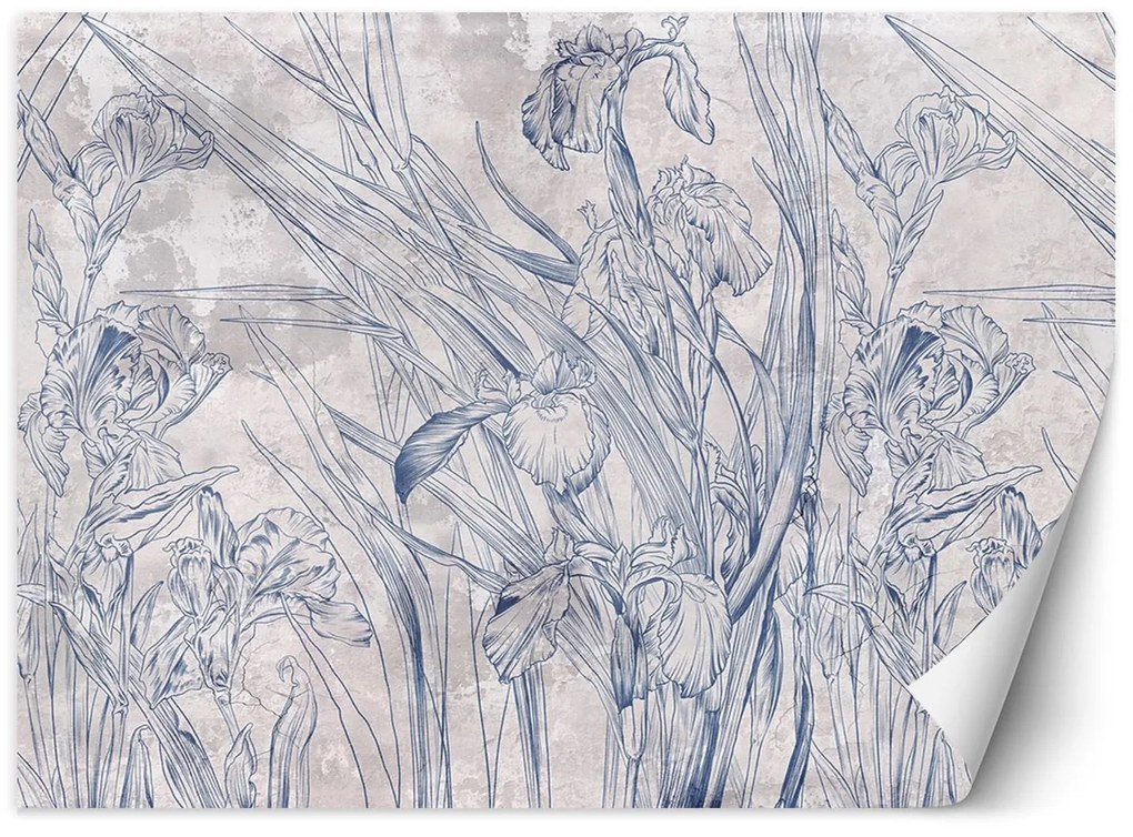 Gario Fototapeta Modré obrysy listov a kvetov Materiál: Vliesová, Rozmery: 200 x 140 cm